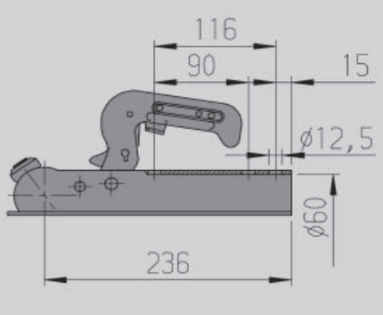 AL-KO AL-KO AK7-B - rond 60 mm - 750 kg - Têtes d'attelage non freinées