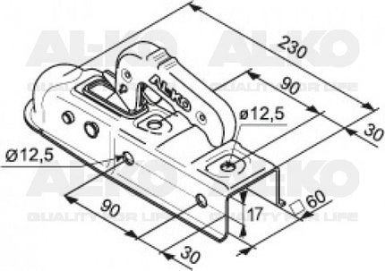 AL-KO AL-KO AK7V-E - Carré 60 mm - 750 kg - Têtes d'attelage non freinées