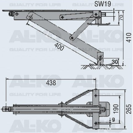 AL-KO Béquille pivotante avec pied pliante- 500 kg - AL-KO - galvanisé