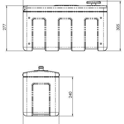 AL-KO Boîte à timo en Plastique AL-KO pour carrosserie - 515x220x277 mm - avec trappe latérale