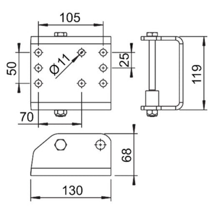 AL-KO Console de roue avant à frein à inertie PROFI 3500 - version Roulement