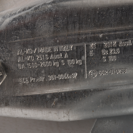 AL-KO Frein à inertie pour remorque 251S100 (2600kg) Carré 100mm - y compris le support de la roue jockey