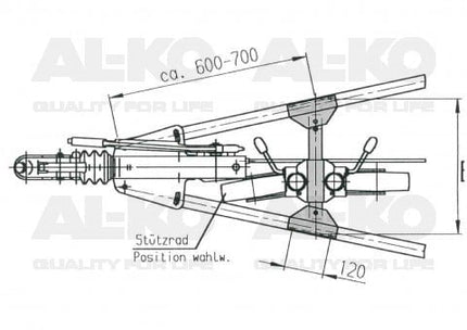 AL-KO Support de roue jockey sur le timon (traverse) AL-KO 1212991