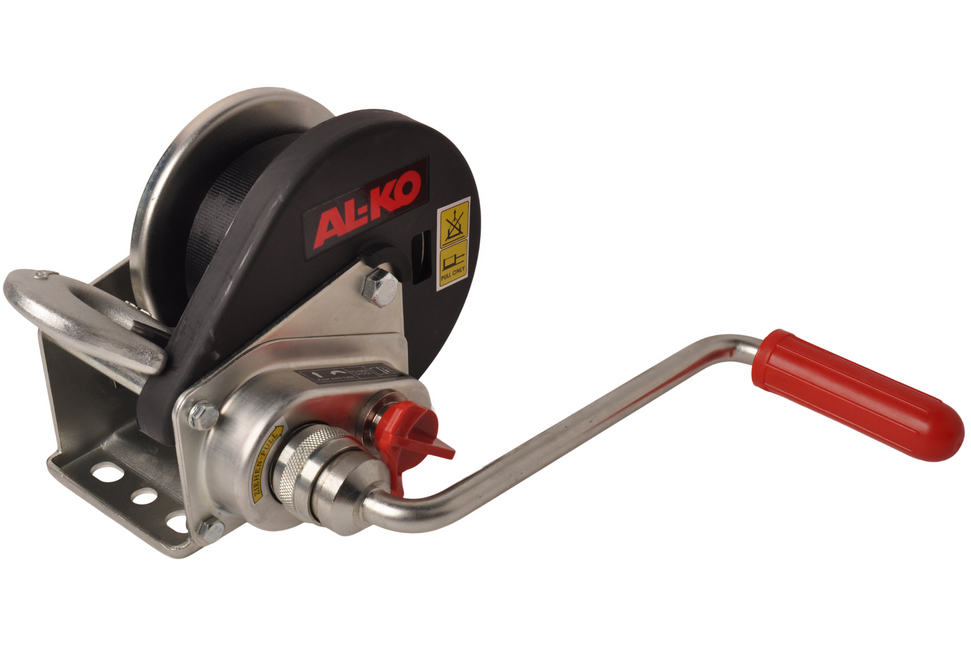 AL-KO Treuil manuel freiné d'AL-KO - y compris dispositif de déroulement automatique et sangle de 6 mètres pour le remorquage