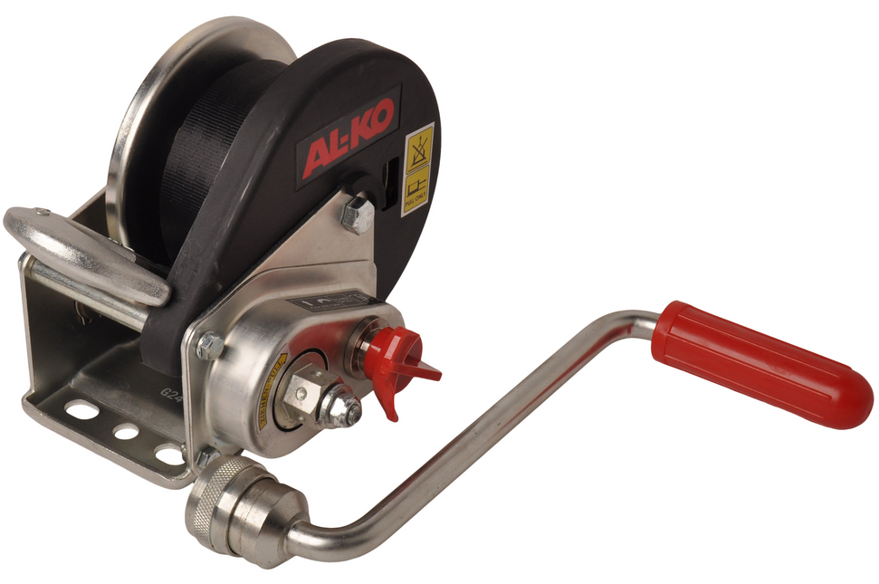 AL-KO Treuil manuel freiné d'AL-KO - y compris dispositif de déroulement automatique et sangle de 6 mètres pour le remorquage