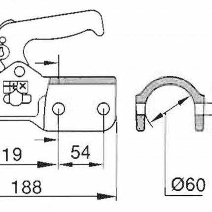 Albe Albe EM350R - rond 60 mm - 3500 kg - Boîtier d'attelage freinée