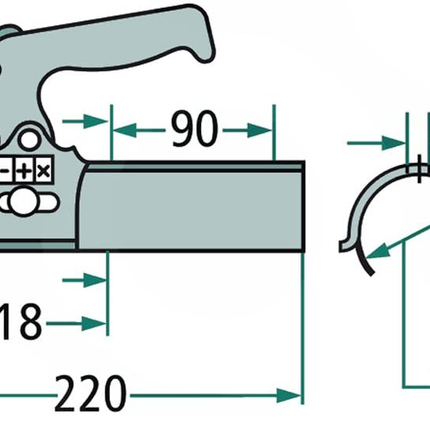 Albe Albe EM80RGK - 70 mm rond - 800 kg - Têtes d'attelage non freinées