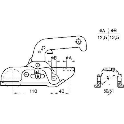 Albe Winterhoff/Albe EM150RB - rond 50 mm - 1500 kg - Boîtier d'attelage freinée