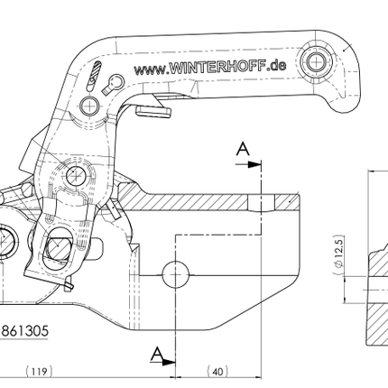 Albe Winterhoff/Albe EM350RC - rond 60 mm - 3500 kg - Boîtier d'attelage freinée