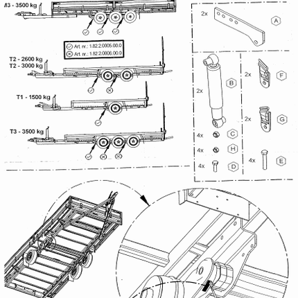 Anssems Amortisseurs Hulco MEDAX/TERRAX 1500 kg - essieu 1
