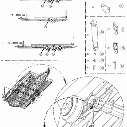 Anssems Amortisseurs Hulco MEDAX/TERRAX 1500 kg - essieu 2/3 ou 2/2