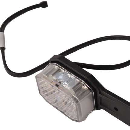 Aspock Aspöck Flexipoint LED Feu de gabarit gauche - rouge/blanc sur petit support en caoutchouc avec 0,5m de câble