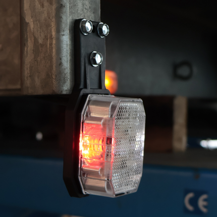 Aspock Feu de position LED Aspöck Flexipoint à droite – rouge/blanc sur petit support en caoutchouc avec câble de 0,5 m