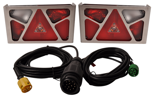 Aspock Kit d’éclairage Aspöck Multipoint 5 avec grilles de protection en acier inoxydable – 13 broches – choisissez la longueur du câble principal souhaitée