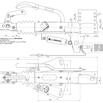 BPW Frein à inertie pour remorque ZAF2.0 (2000kg) pour Hapert avec console de roue jockey