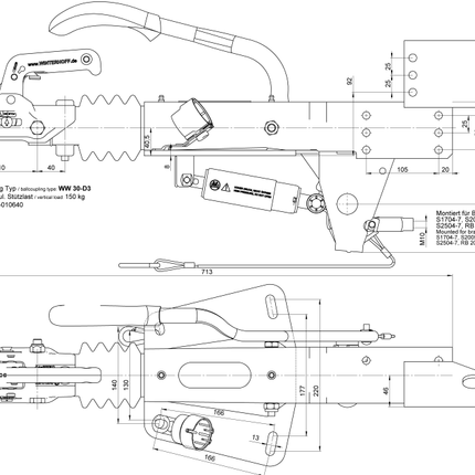 BPW Frein d'inertie BPW ZAF2.0-3 - 2000 kg de capacité de traction maximale - incluant console pour roue jockey