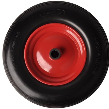 Cantonal 4.00-8 Roue de brouette - anti-fuite avec jante en acier - capacité de charge 200 kg - trou d'axe/diamètre de moyeu 25 mm - avec roulement à billes