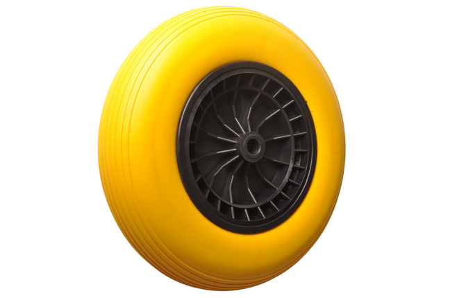 Cantonal 4.00-8 roue de brouette - bandage plein/anti-fuite et jante en plastique noir - charge maximale de 150 kg - diamètre du trou d'axe/moyeu de 20 mm