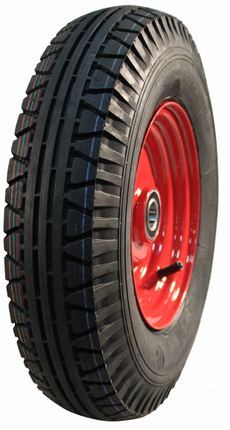 Cantonal 4.00-8 Roue de brouette professionnelle - bandage pneumatique et jante en acier - capacité de charge 575 kg - 25 mm trou d'axe/diamètre de moyeu - roulements à billes inclus