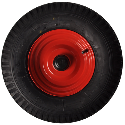 Cantonal 4.00-8 Roue de brouette professionnelle - bandage pneumatique et jante en acier - capacité de charge 575 kg - 25 mm trou d'axe/diamètre de moyeu - roulements à billes inclus