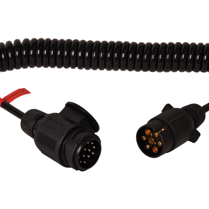 Cantonal Adaptateur câble spiralé 7 fils avec prise 13 broches & prise 7 broches - 90 à 250 cm