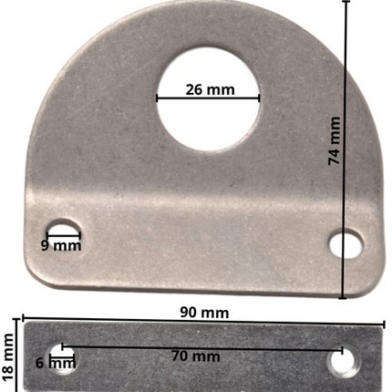 Cantonal Anneau d'arrimage 90x74 mm - contrepartie 90x18x6 mm incluse - convient aux Remorques Anssems - ensemble de 4 pièces