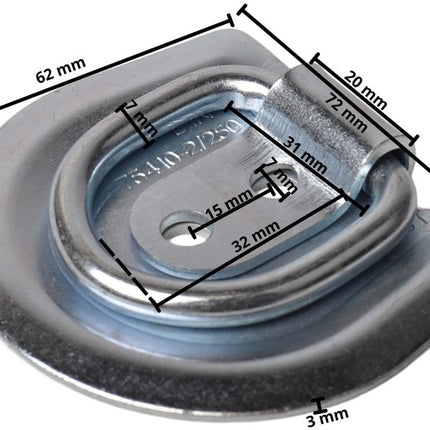 Cantonal Anneau de fixation à visser 72x62x10 mm - Ensemble de 4 pièces
