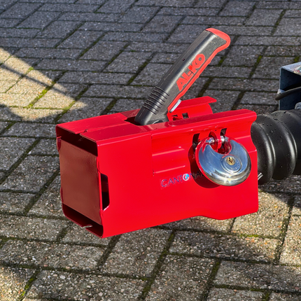 Cantonal Antivol de timon tubulaire Cantonal - rouge - acier - incl. cadenas à disque en acier inoxydable avec 2 clés