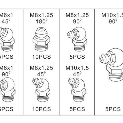 Cantonal Assortiment de graisseurs métriques 110 pcs.