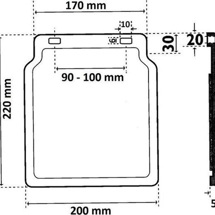 Cantonal Bavette garde boue en plastique dur (200x220 mm)