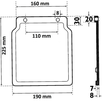 Cantonal Bavette garde boue flexible Plastique (190x220 mm) - 2 pièces