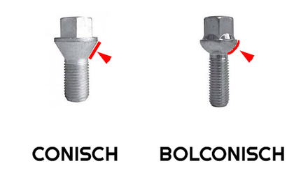 Cantonal Boulon de roue - conique - M12x1,5 -   ensemble de 5 pièces