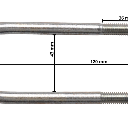 Cantonal Boulon en U / anneau d'attelage M10 120x43 mm