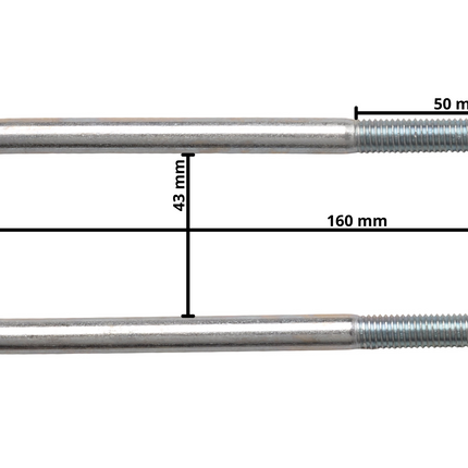 Cantonal Boulon en U / anneau d'attelage M10 160x43 mm