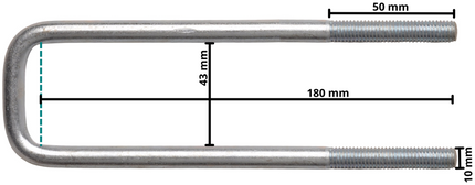 Cantonal Boulon en U / anneau d'attelage M10 180x43 mm
