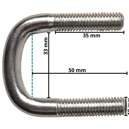 Cantonal Boulon en U / anneau d'attelage M10 50x33 mm