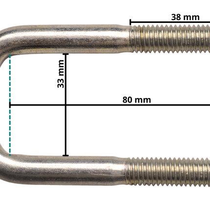 Cantonal Boulon en U / Anneau d'attelage M10 80x33 mm