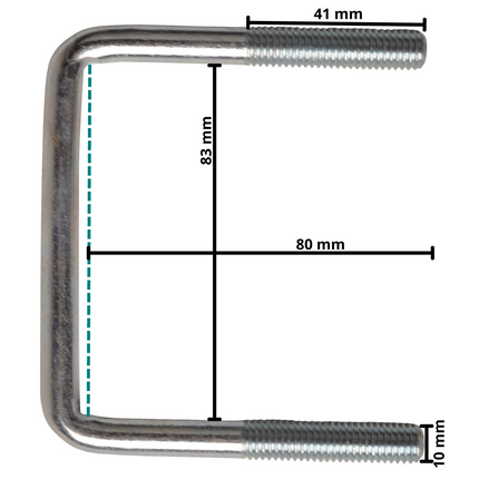 Cantonal Boulon en U / anneau d'attelage M10 80x83 mm