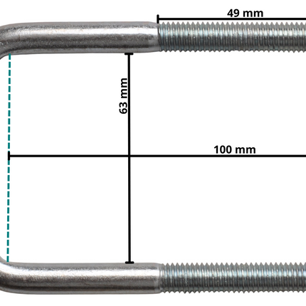 Cantonal Boulon en U / Anneau de traction - M10 - 100x63 mm