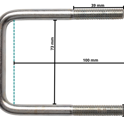 Cantonal Boulon en U/œillet d'attelage M10 100x73 mm