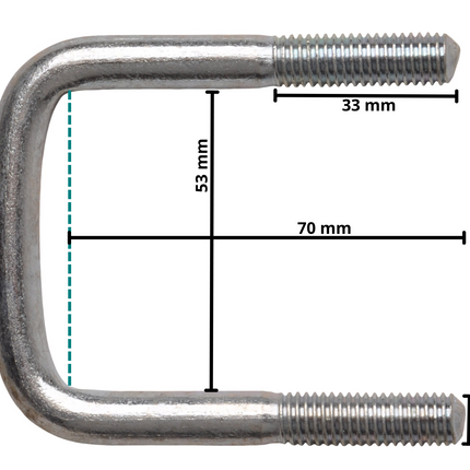 Cantonal Boulon en U/œillet d'attelage M10 70x53 mm
