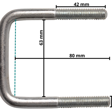 Cantonal Boulon en U/œillet d'attelage M10 80x63 mm