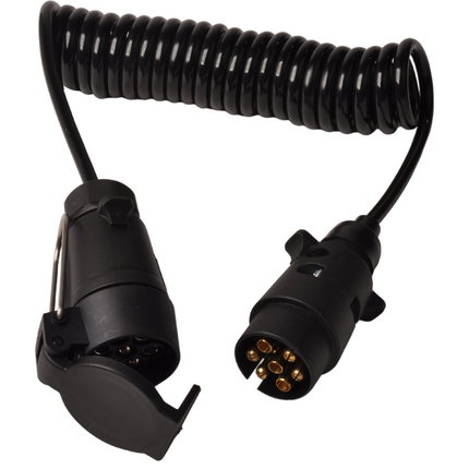 Cantonal Câble d'extension en spirale à 7 conducteurs avec 1x prise à 7 broches et 1x prise à 7 broches - 70 à 175 cm