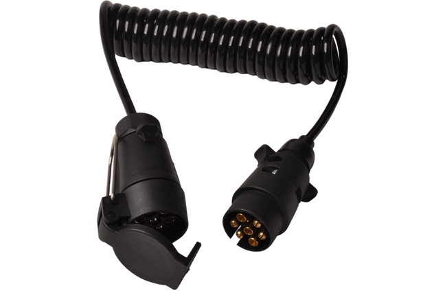 Cantonal Câble d'extension en spirale à 7 conducteurs avec 1x prise à 7 broches et 1x prise à 7 broches - 70 à 175 cm