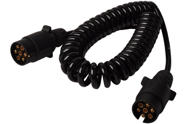 Cantonal Câble spiralé premium 7 fils et 2x prises 7 broches - 90 à 250 cm