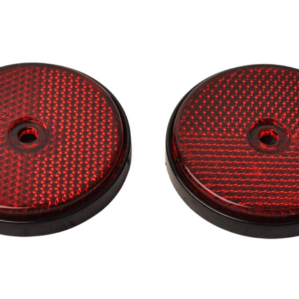 Cantonal Catadioptre rouge 60 mm trous de vis ronds - 2 piecés