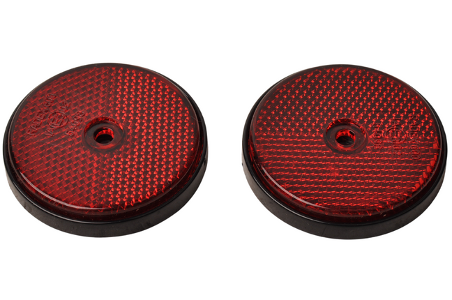 Cantonal Catadioptre rouge 60 mm trous de vis ronds - 2 piecés