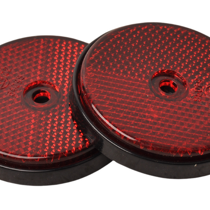 Cantonal Catadioptre rouge 60 mm trous de vis ronds - 2 piecés