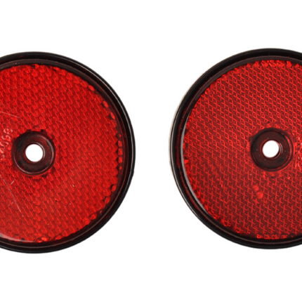 Cantonal Catadioptre rouge 60 mm trous de vis ronds - 2 piecés