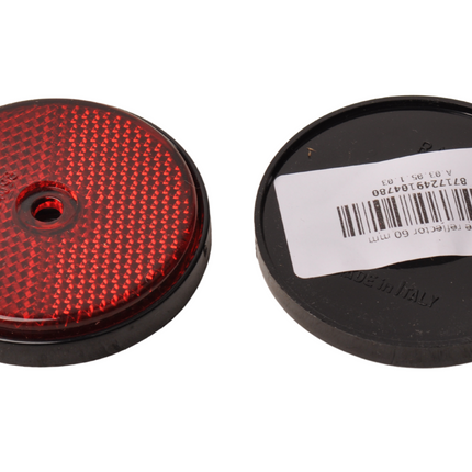 Cantonal Catadioptre rouge 60 mm trous de vis ronds - 2 piecés